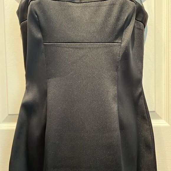 Hugo‎ Buscati Black Satin A line Dress Size 8 - Picture 4 of 11